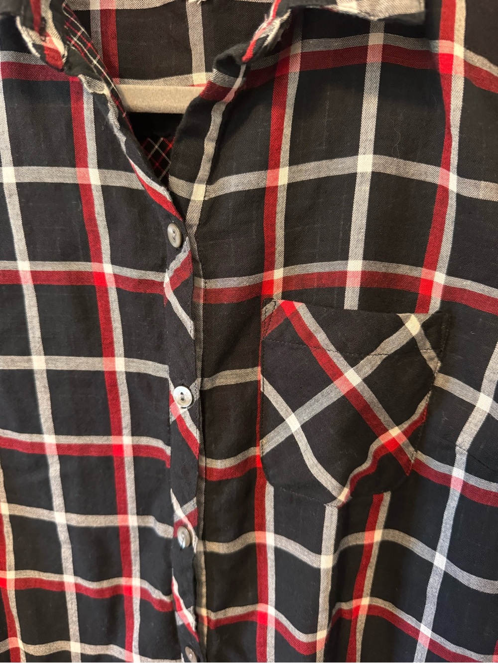J Jill Woman’s Black Red Plaid Button Down Size Medium- Based on Measurements - Picture 3 of 11